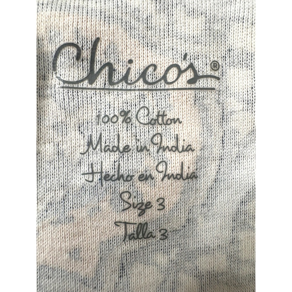 CHICO'S Womens Blue Paisley Short Sleeve Top Sz 3/XL Boho Coastal Breathable - Picture 4 of 10